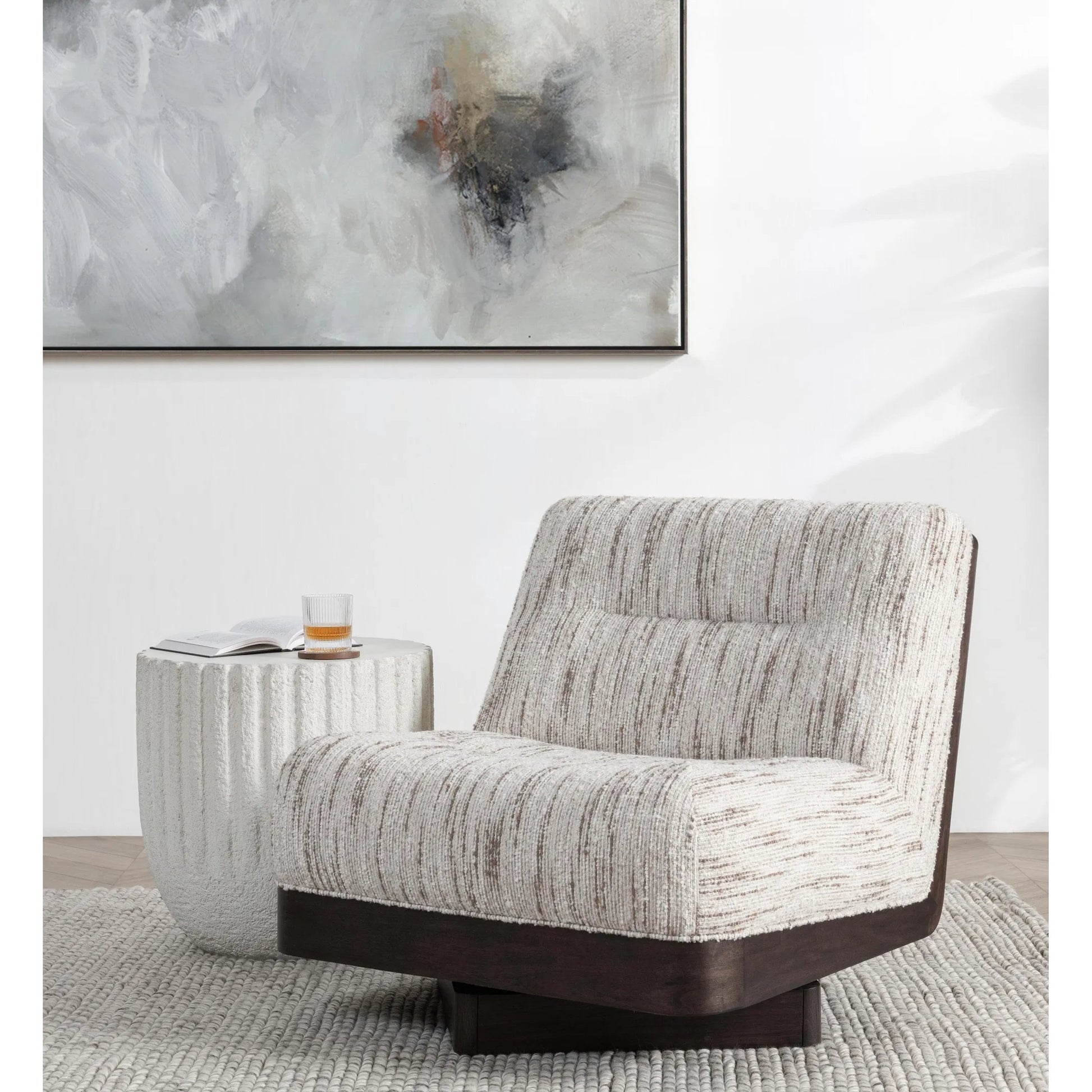 Crandall Upholstered Fabric Swivel Accent Chair by Classic Home. Made from 90% polyester, 10% acrylic, oak wood in a transitional style.