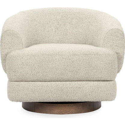 Chassia Upholstered Swivel Chair by Classic Home in beige. Made from 95% polyester, 5% wool, ash wood in a transitional style.