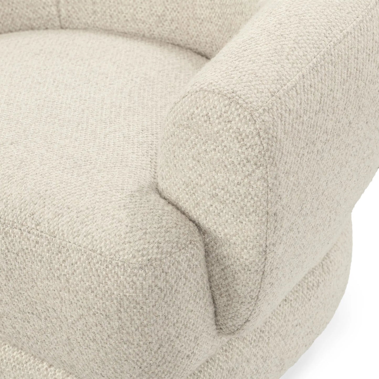 009 SI-2353742 | Closeup | Chassia Upholstered Swivel Chair by Classic Home in beige. Made from 95% polyester, 5% wool, ash wood in a transitional style.