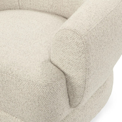 Chassia Upholstered Swivel Chair by Classic Home in beige. Made from 95% polyester, 5% wool, ash wood in a transitional style.