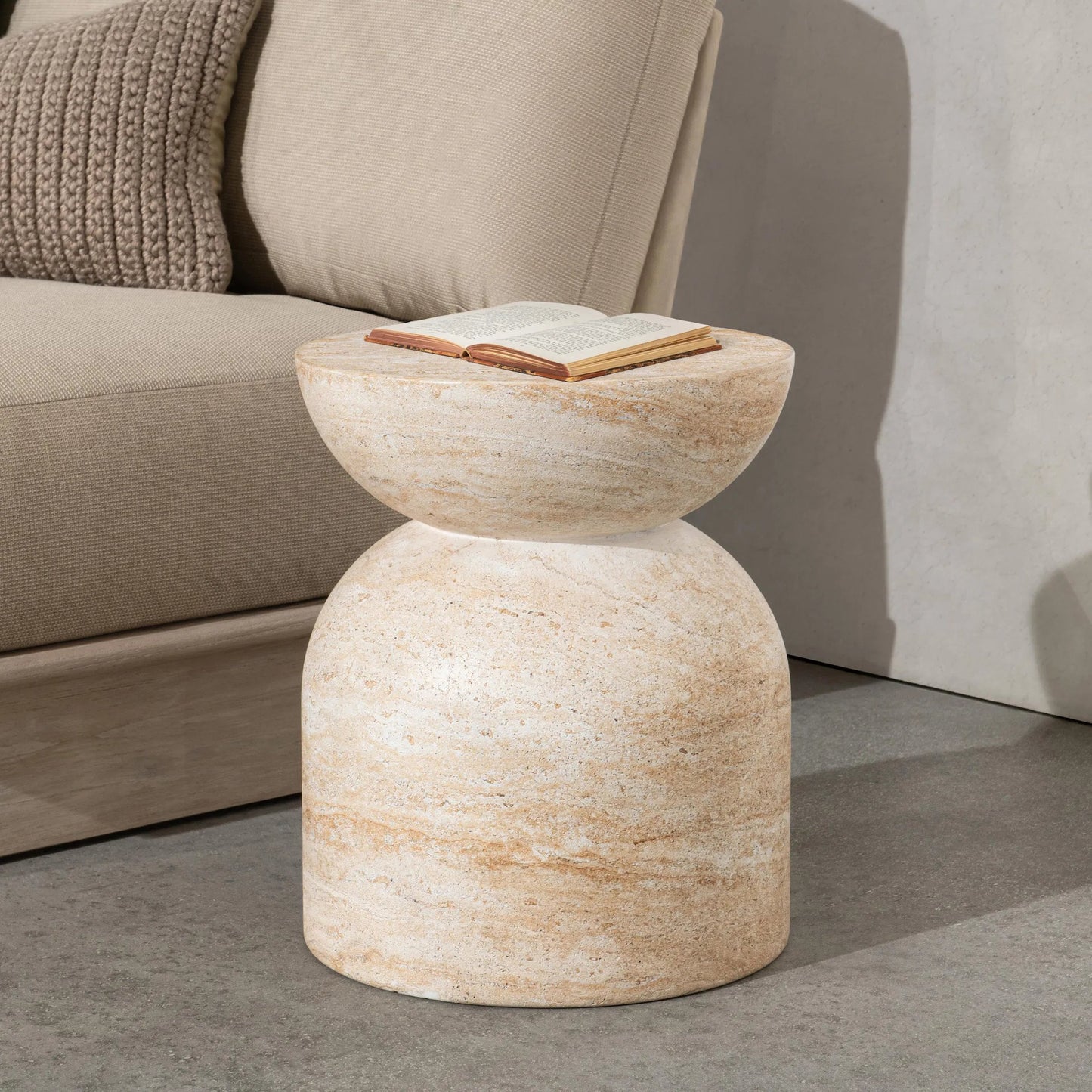 009 SI-2353743 | Lifestyle | Ridgewood Concrete Outdoor Stool by Classic Home. Made from glass fiber reinforced concrete in a transitional style.