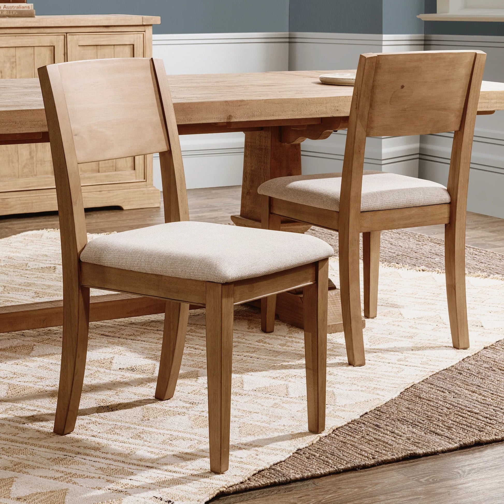 Allegra Reclaimed Pine Wood Dining Chairs (Set of 2) by Kosas Home in natural. Made from reclaimed pine in a unique style.