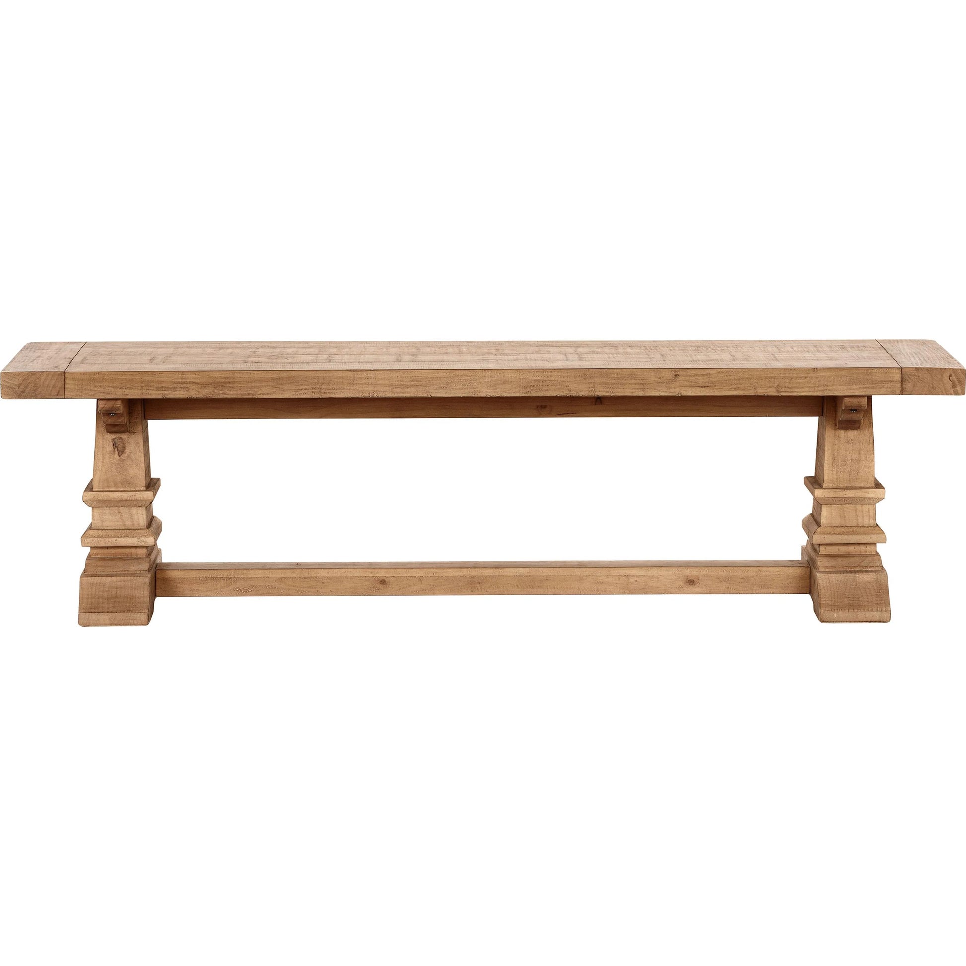 Allegra Reclaimed Pine Wood Dining Bench by Kosas Home in natural. Made from reclaimed pine in a transitional style.