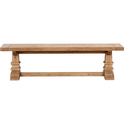 Allegra Reclaimed Pine Wood Dining Bench by Kosas Home in natural. Made from reclaimed pine in a transitional style.