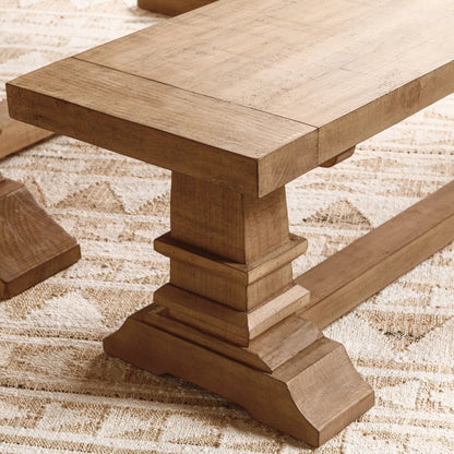 Allegra Reclaimed Pine Wood Dining Bench by Kosas Home in natural. Made from reclaimed pine in a transitional style.