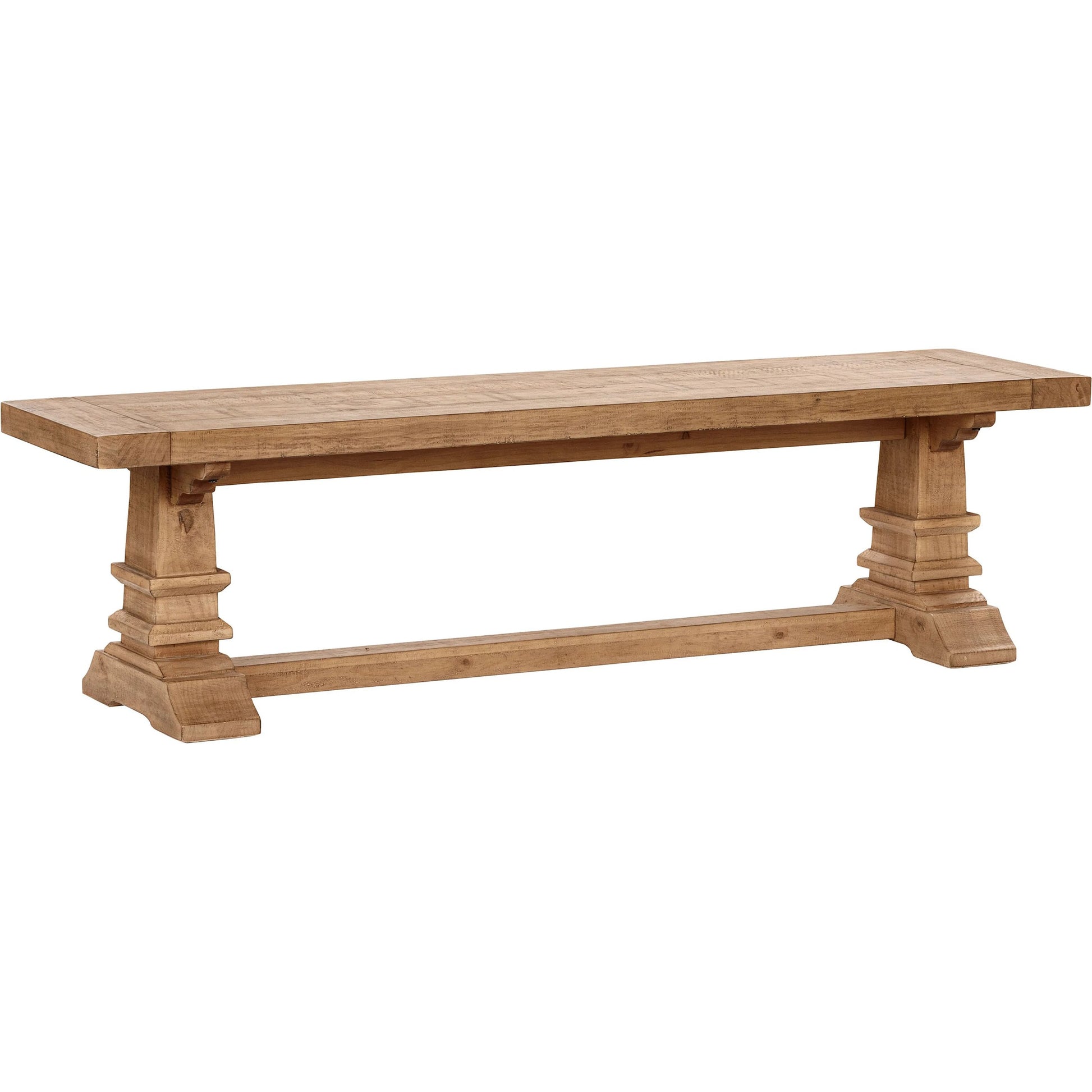 Allegra Reclaimed Pine Wood Dining Bench by Kosas Home in natural. Made from reclaimed pine in a transitional style.