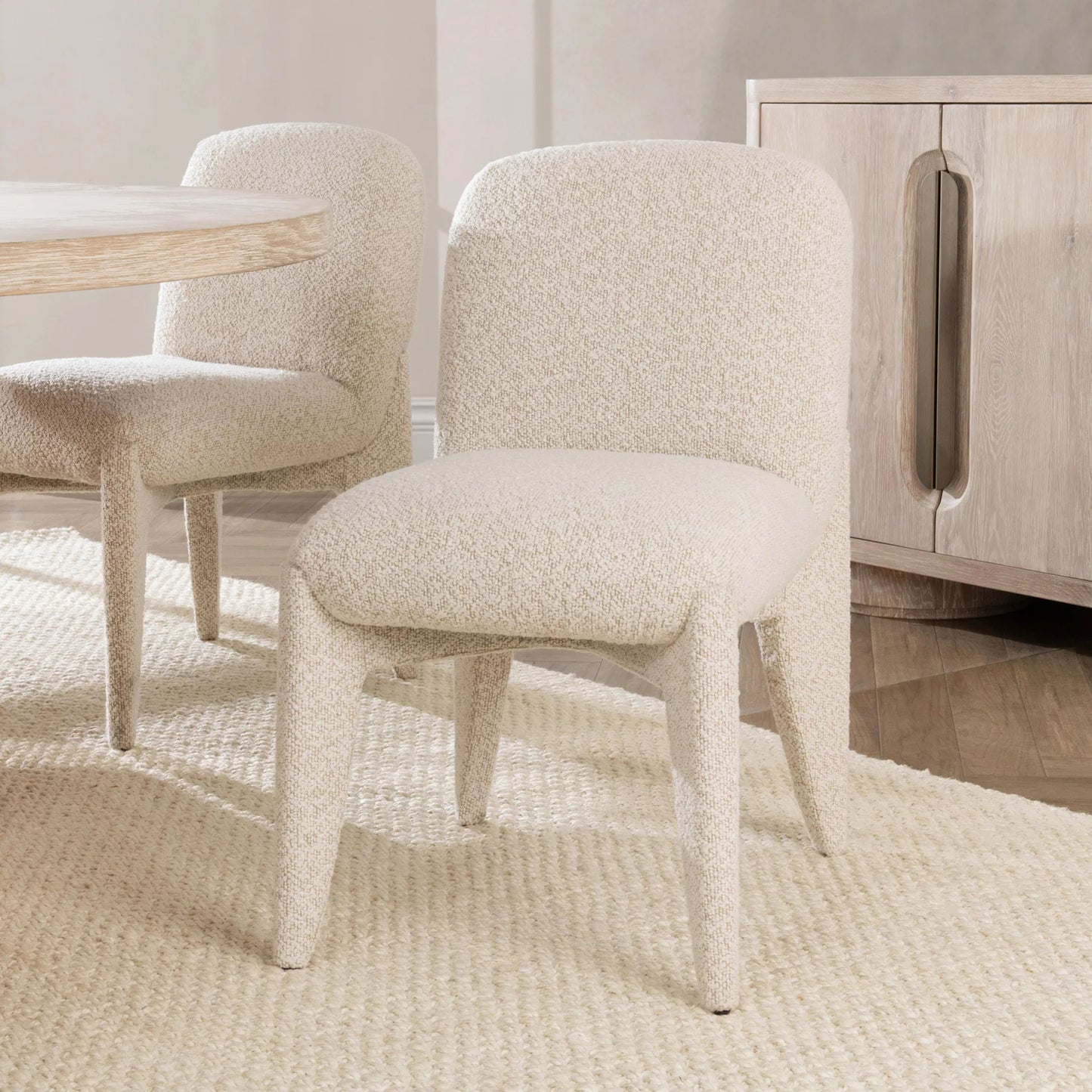 006 SI-2353747 | Lifestyle | Danson Upholstered Dining Chair by Classic Home in ivory. Made from 100% polyester in a transitional style.