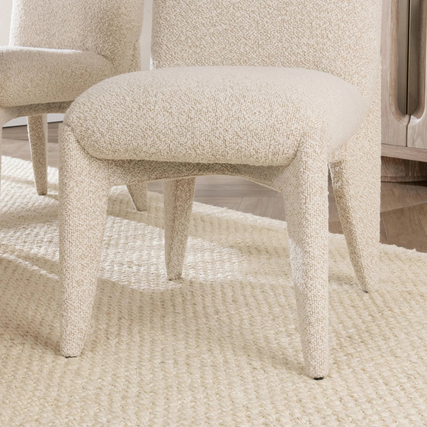 007 SI-2353747 | Lifestyle | Danson Upholstered Dining Chair by Classic Home in ivory. Made from 100% polyester in a transitional style.