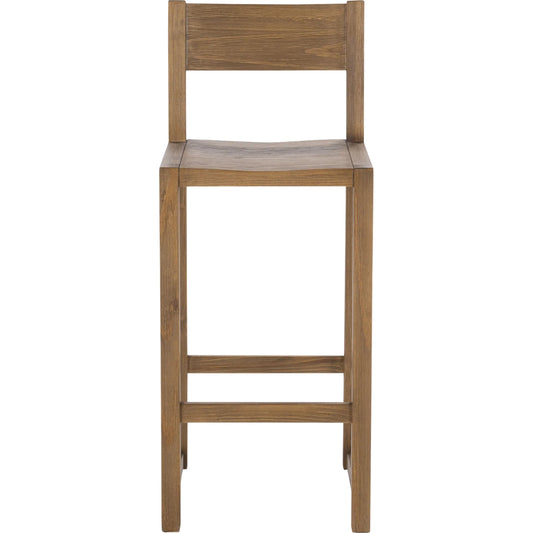 Fenmore Bar Stool by Kosas Home in brown. Made from pine wood in a transitional style.