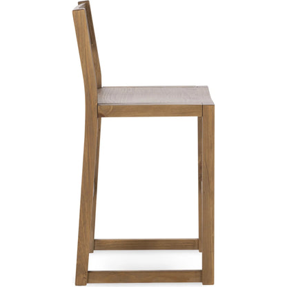 Fenmore Counter Stool by Kosas Home in honey brown. Made from pine wood in a unique style.