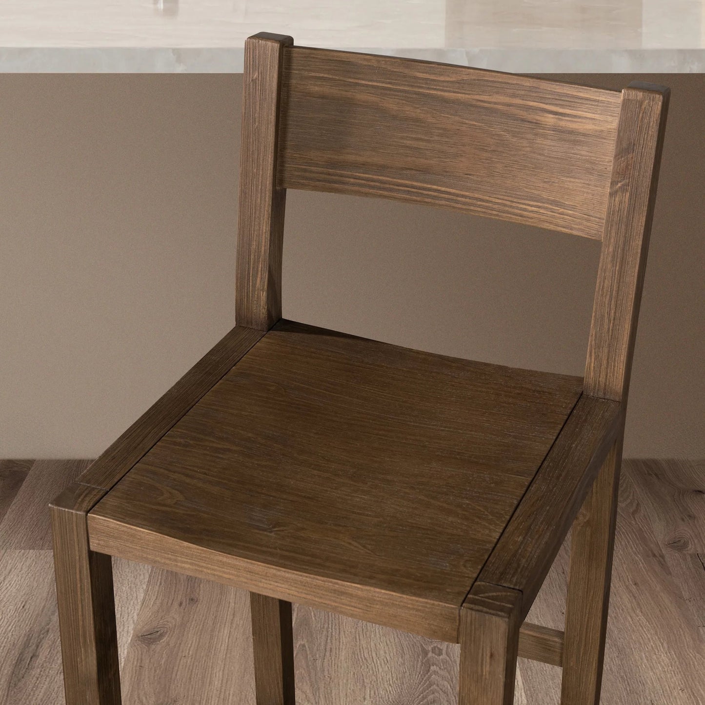 009 SI-2537806 | Closeup | Fenmore Counter Stool by Kosas Home in honey brown. Made from pine wood in a unique style.
