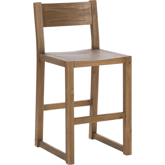 Fenmore Counter Stool by Kosas Home in honey brown. Made from pine wood in a unique style.