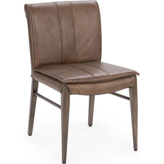 Lynden Dining Chair (Set of 2) by Classic Home in maple brown. Made from top grain leather, parawood in a traditional style.