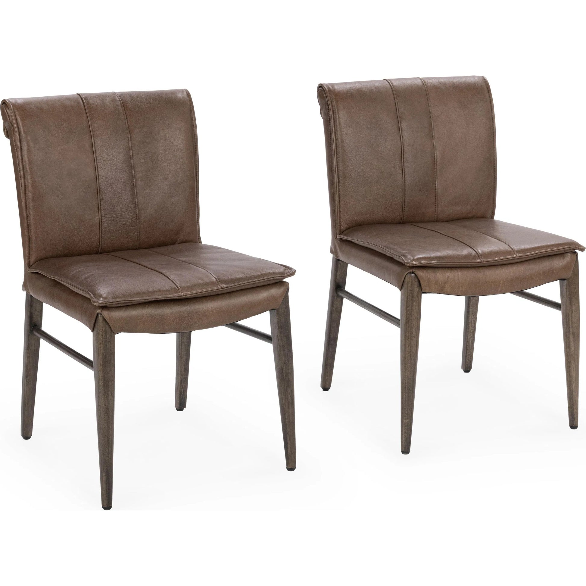Lynden Dining Chair (Set of 2) by Classic Home in maple brown. Made from top grain leather, parawood in a traditional style.