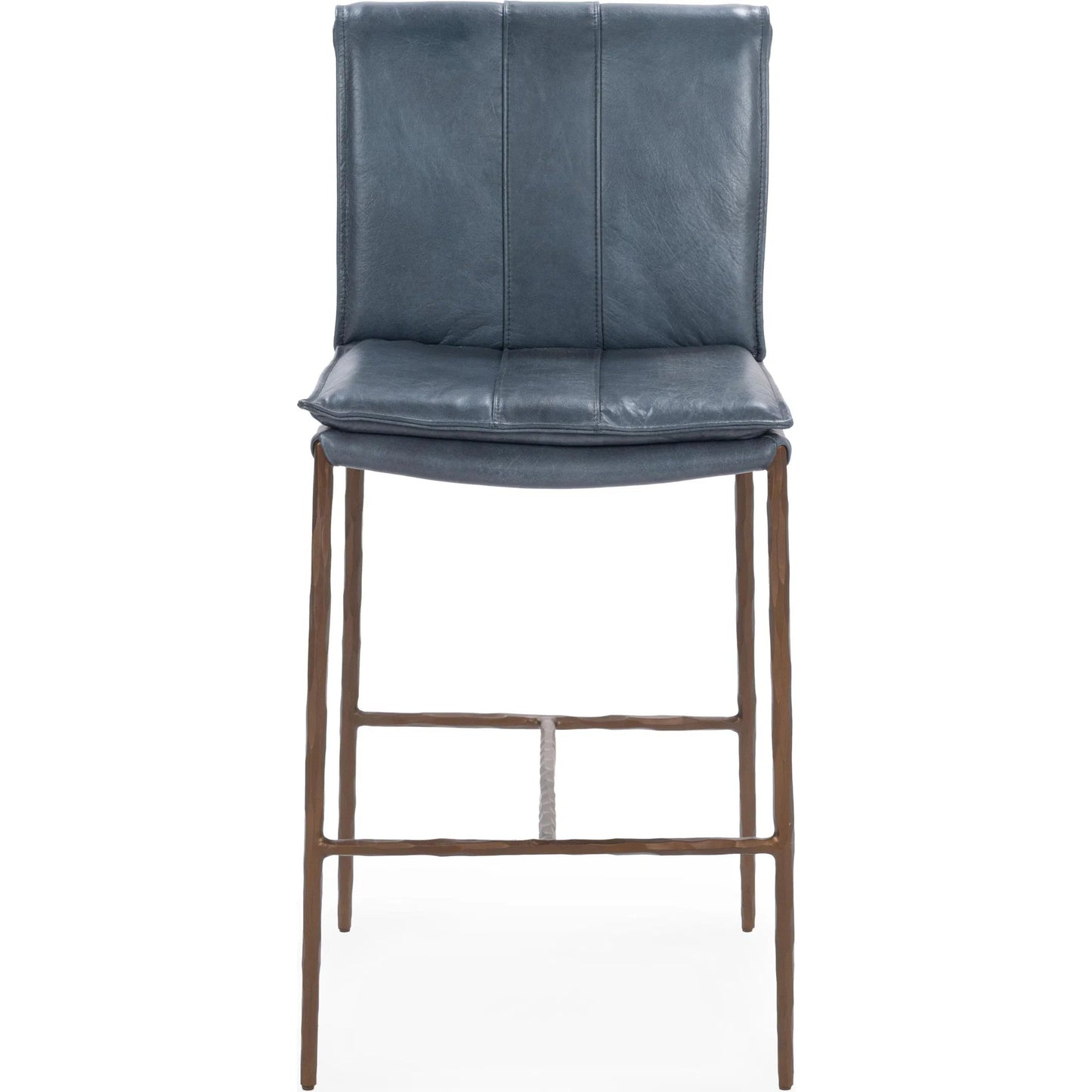 052 SI-2533229 | Additional Silo | Mayer Leather Counter Stool by Classic Home in ocean blue. Made from top grain leather, hammered iron in a transitional style.