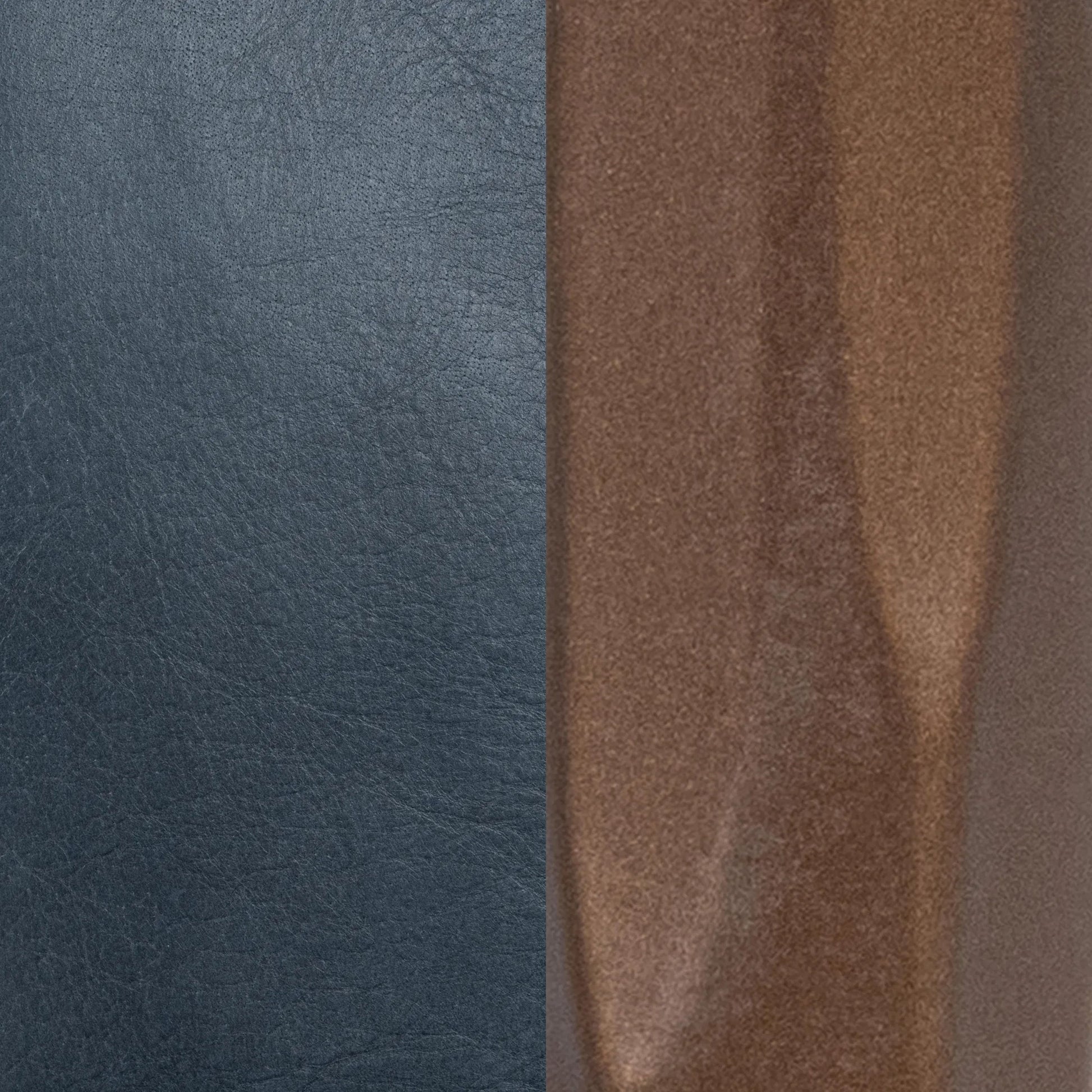Mayer Leather Counter Stool by Classic Home in ocean blue. Made from top grain leather, hammered iron in a transitional style.