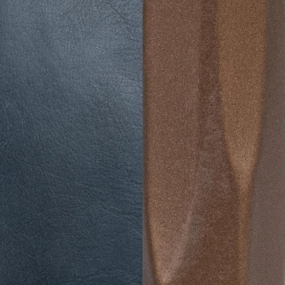 Mayer Leather Counter Stool by Classic Home in ocean blue. Made from top grain leather, hammered iron in a transitional style.