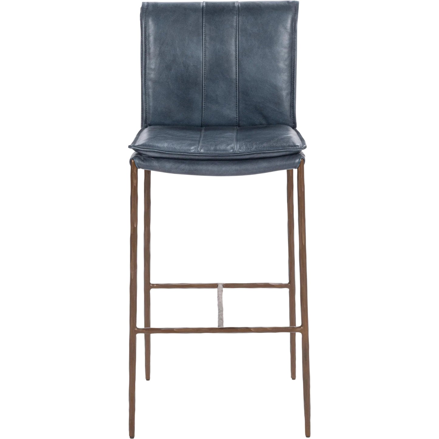 020 SI-2533228 | Primary Silo | Mayer Leather Bar Stool by Classic Home in ocean blue. Made from top grain leather, hammered iron in a transitional style.