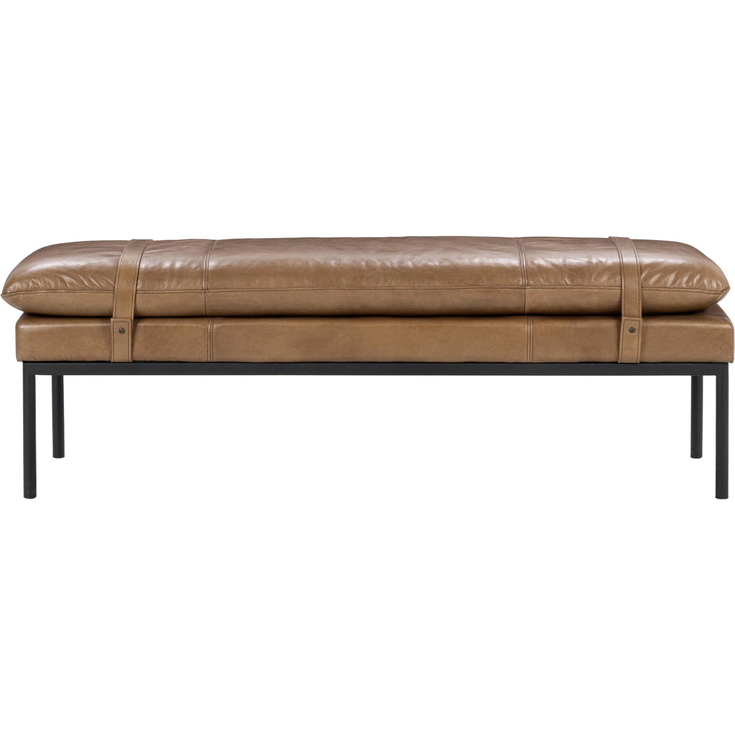 001 SI-2533230 | Primary Silo | Eliah Top Grain Leather Accent Bench by Classic Home in tan. Made from top grain leather, iron in a unique style.