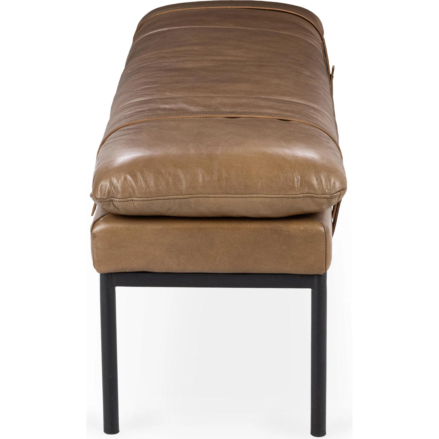 002 SI-2533230 | Additional Silo | Eliah Top Grain Leather Accent Bench by Classic Home in tan. Made from top grain leather, iron in a unique style.