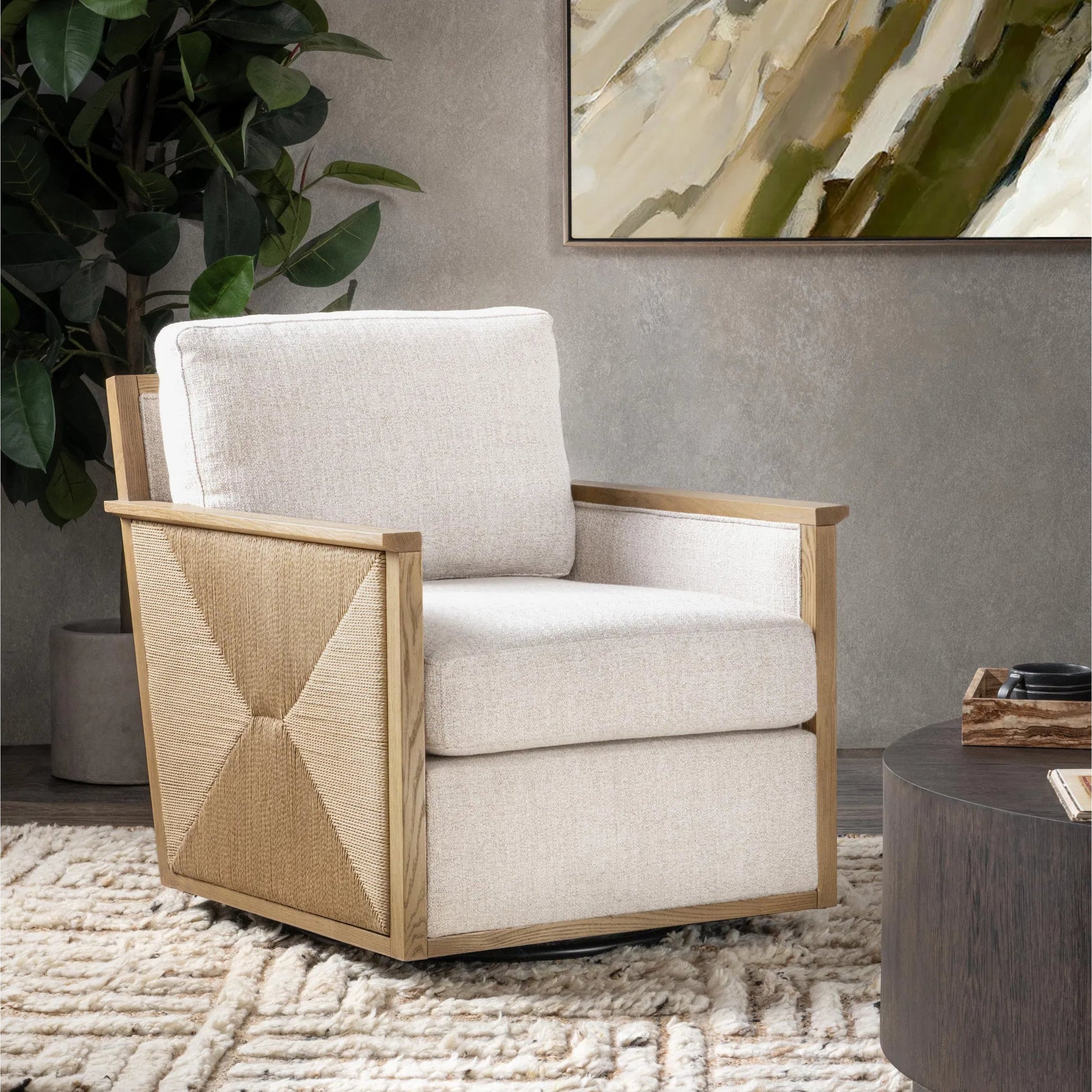 Norman Accent Chair by Classic Home in almond cocoa. Made from ash wood, 100% polyester in a transitional style.
