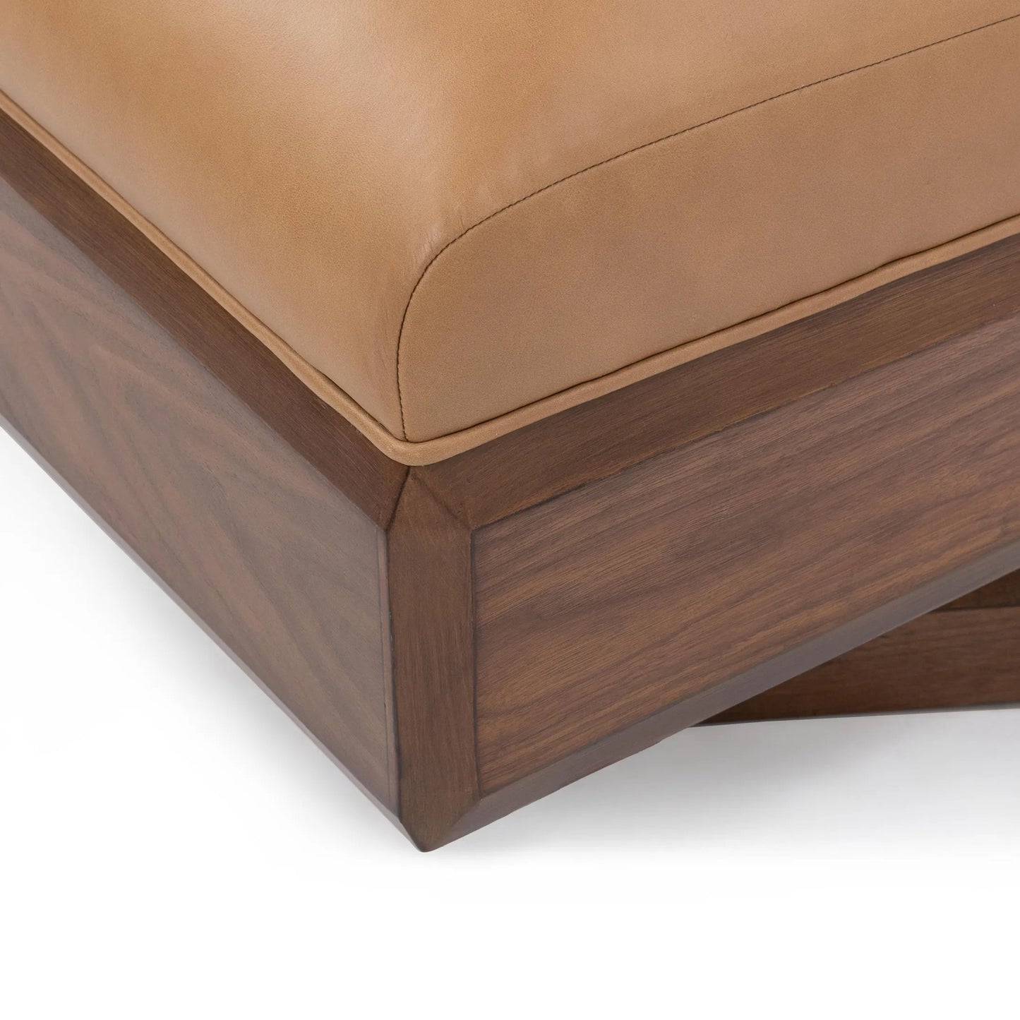 005 SI-2518856 | Closeup | Myla Accent Chair by Classic Home in tan. Made from top grain leather, walnut veneer in a traditional style.