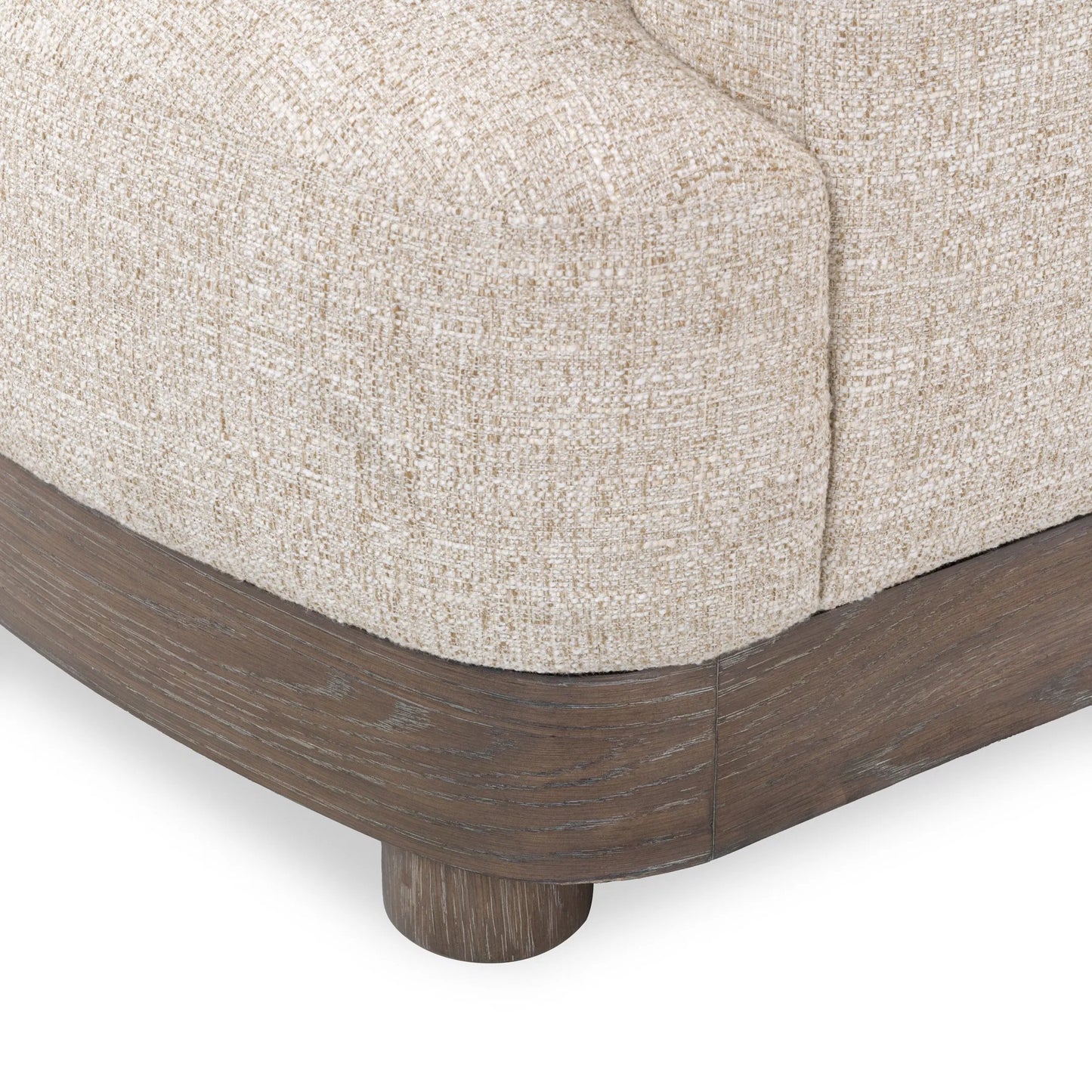 006 SI-2533232 | Closeup | Meera Upholstered Fabric Accent Chair by Classic Home in latte. Made from 100% polyester, oak wood in a unique style.