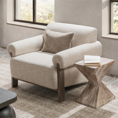 Malia Upholstered Fabric Accent Chair by Classic Home in latte. Made from 100% polyester, oak veneer in a unique style.