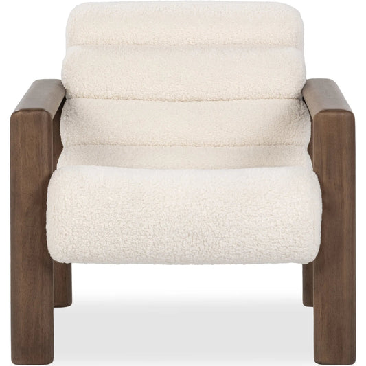 Dahlia Accent Chair by Classic Home in ivory fleece. Made from 100% polyester, rubberwood in a transitional style.