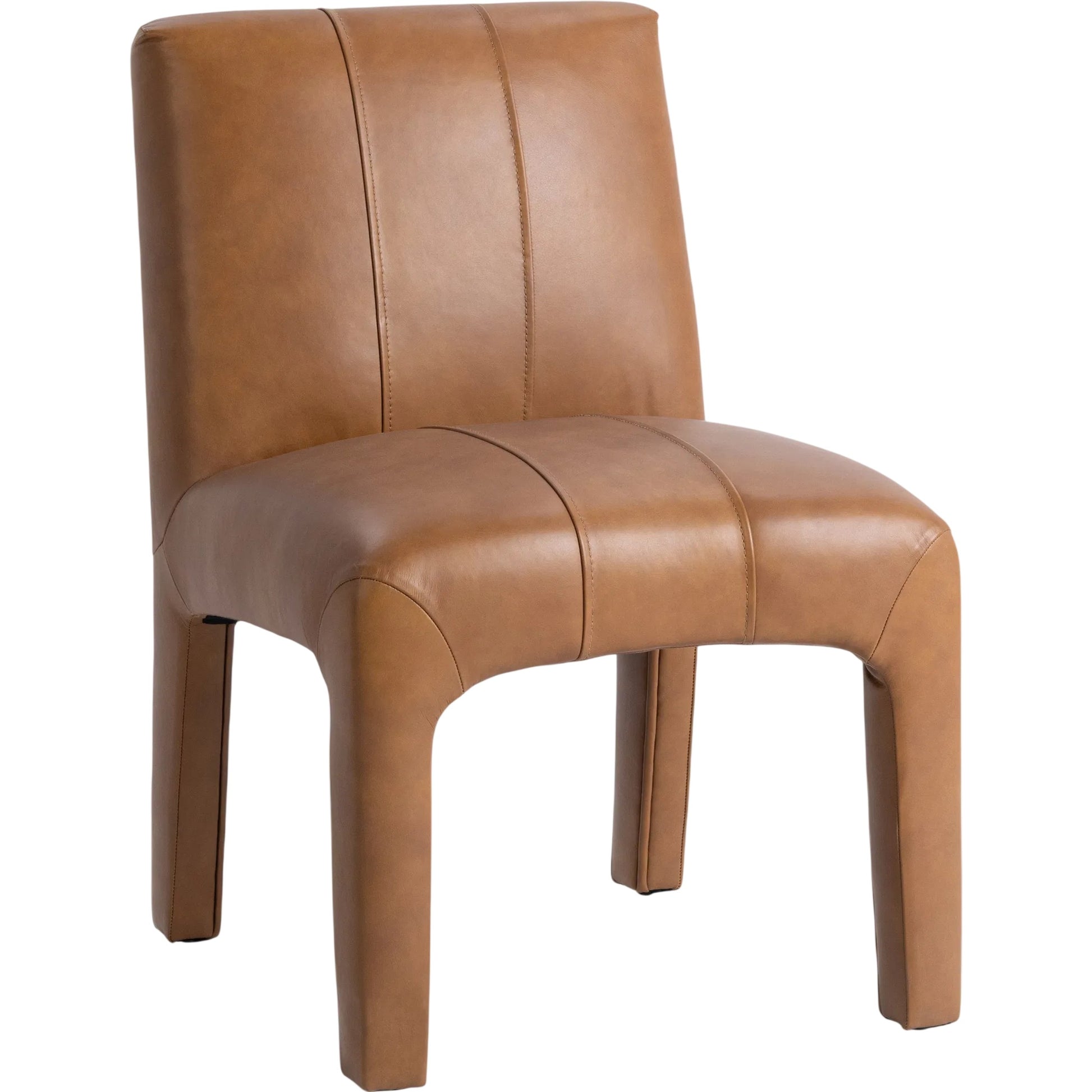 Liliana Dining Chair by Classic Home in tan. Made from top grain leather in a unique style.