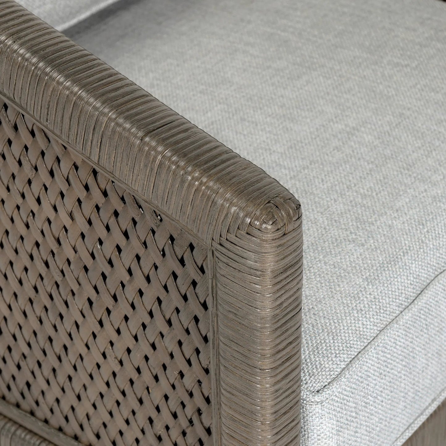 006 SI-2388557 | Closeup | Kaitlin Wicker Accent Chair by Classic Home in pearl gray. Made from wicker, rattan in a transitional style.