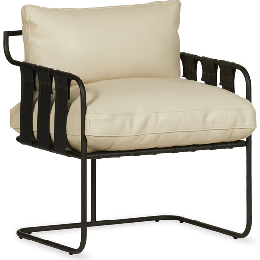 Toluca Accent Chair by Classic Home in cream, black. Made from top grain leather, metal in a modern style.