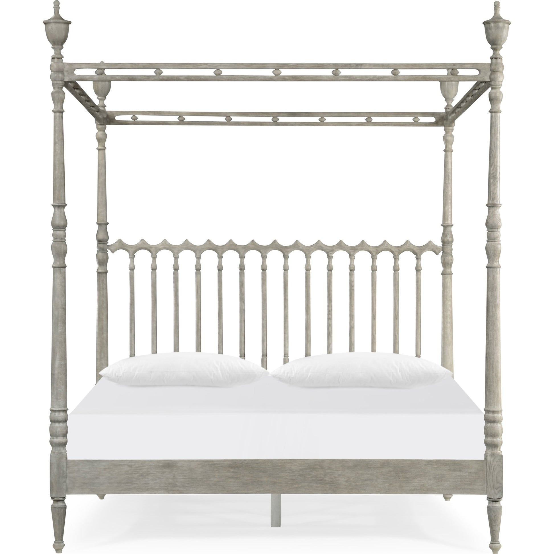 William Yeoward Morris King Bed by Jonathan Charles in grey and greyed oak. Made from oak in a cottage & farmhouse style.