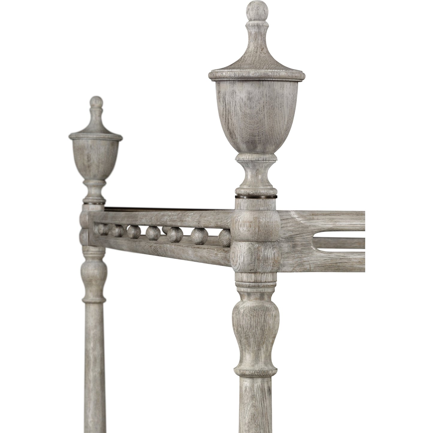 004 SR-846605 | Closeup | William Yeoward Morris King Bed by Jonathan Charles in grey and greyed oak. Made from oak in a cottage & farmhouse style.