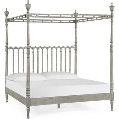 William Yeoward Morris King Bed by Jonathan Charles in grey and greyed oak. Made from oak in a cottage & farmhouse style.