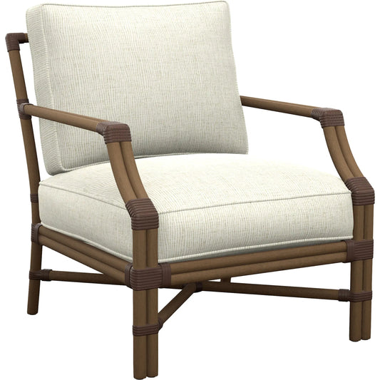 Redondo Chair by Barclay Butera. Made from mahogany, fabric in a coastal style.