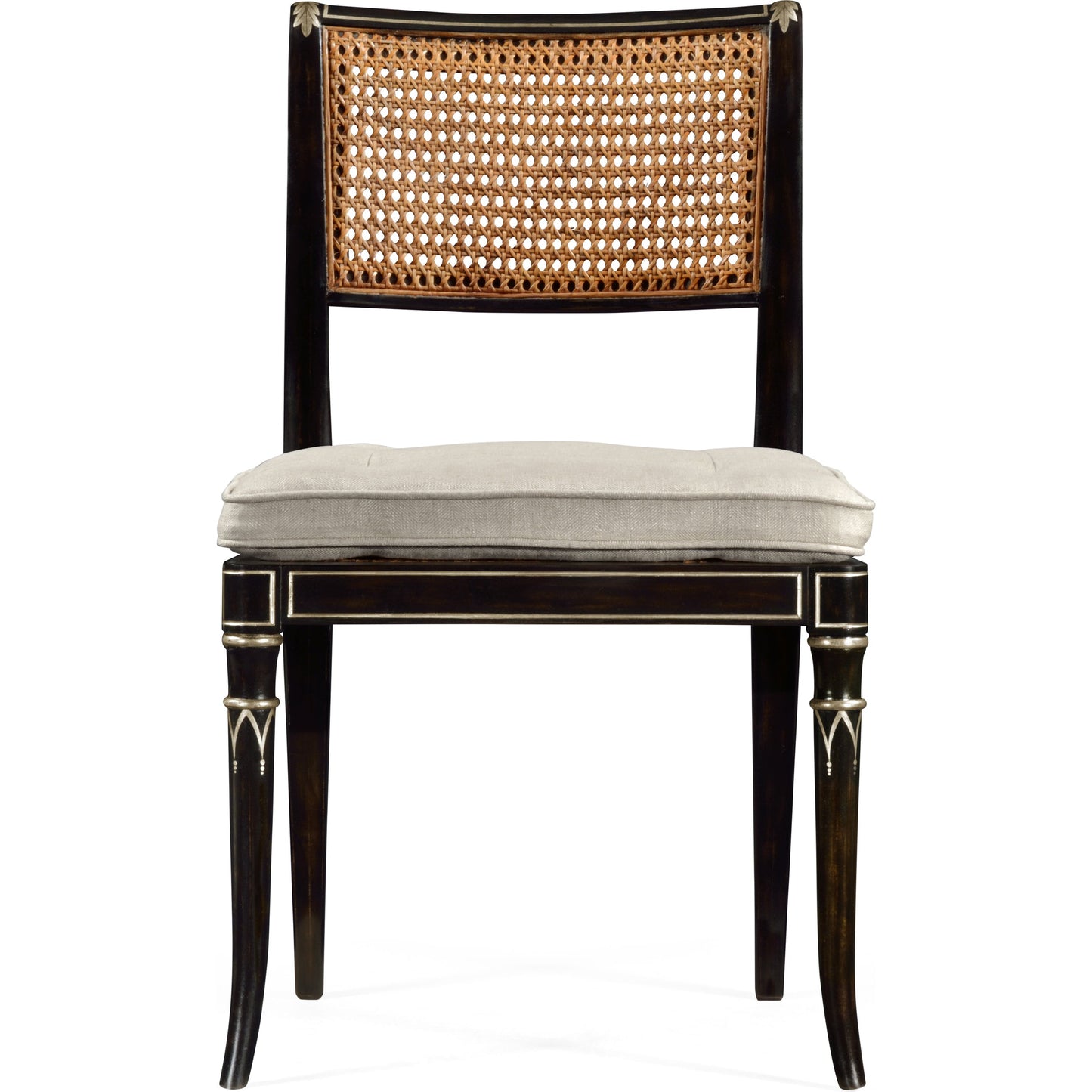002 SR-847405 | Additional Silo | William Yeoward Linden Charcoal Wash Dining Side Chair by Jonathan Charles in charcoal wash. Made from acacia in a traditional style.