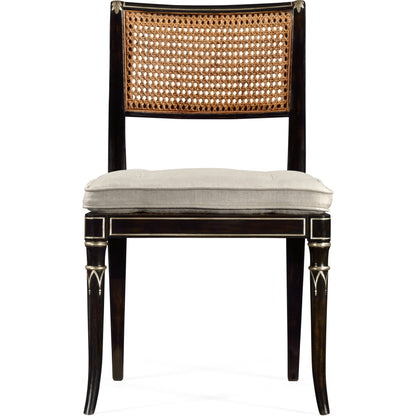 William Yeoward Linden Charcoal Wash Dining Side Chair by Jonathan Charles in charcoal wash. Made from acacia in a traditional style.