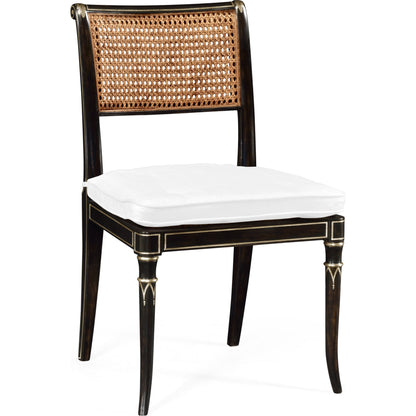 William Yeoward Linden Charcoal Wash Dining Side Chair by Jonathan Charles in charcoal wash. Made from acacia in a traditional style.