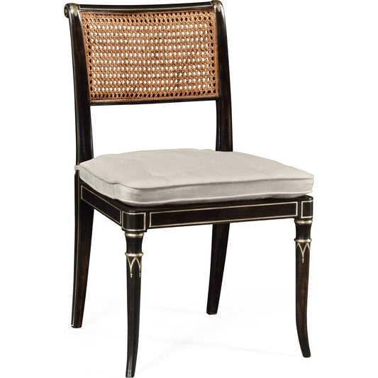 William Yeoward Linden Charcoal Wash Dining Side Chair by Jonathan Charles in charcoal wash. Made from acacia in a traditional style.