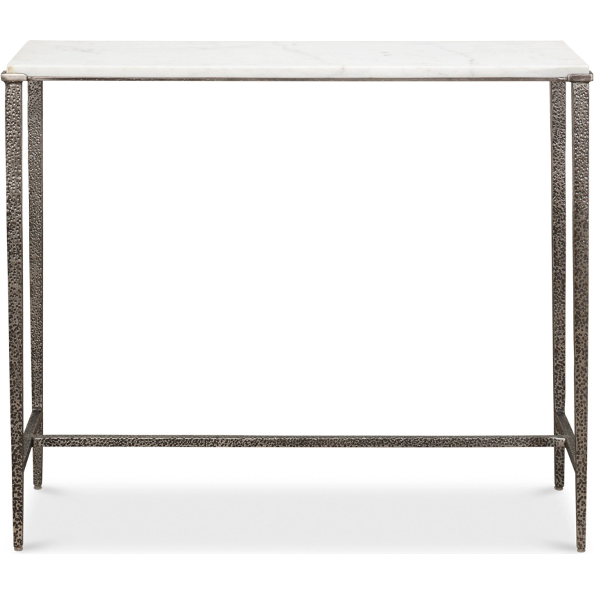 Banswara Console Table by Sarreid Ltd. in antique nickle. Made from white marble, iron in a modern style.