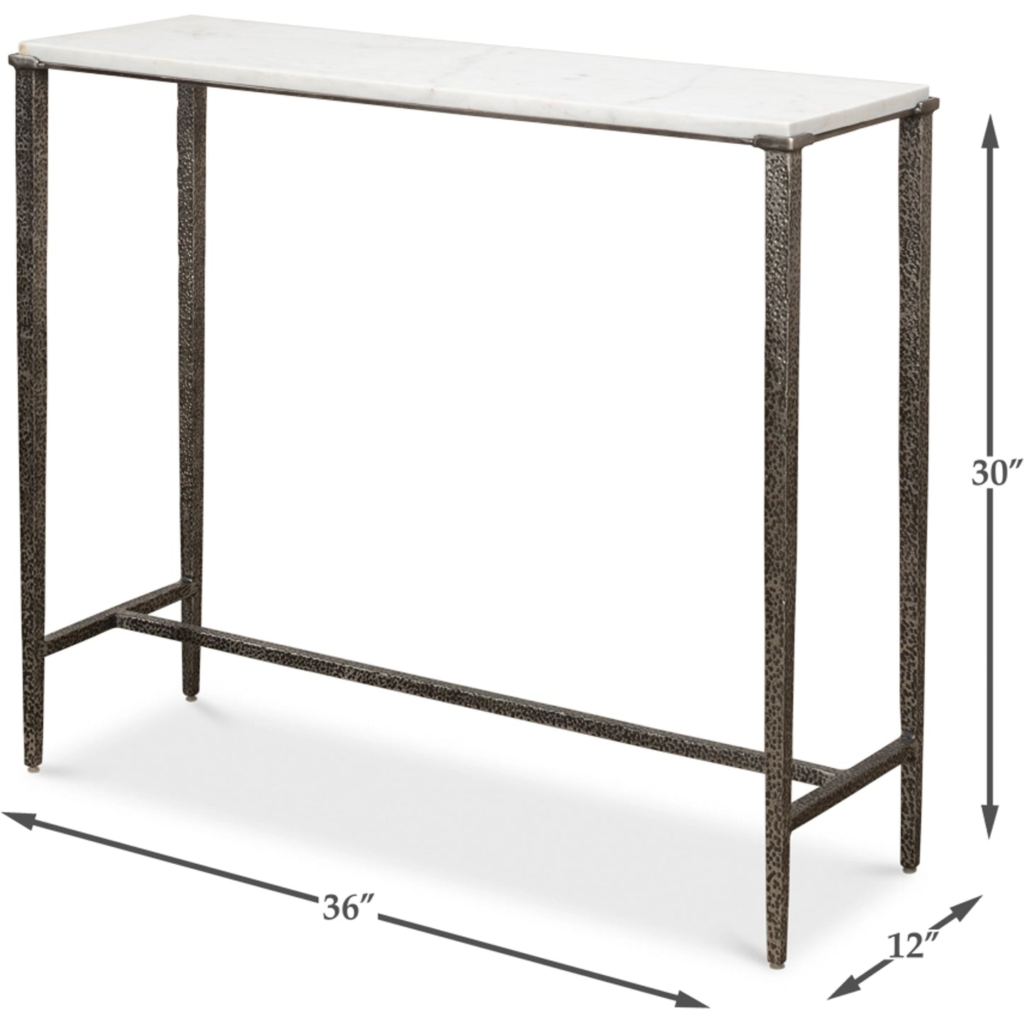 003 SI-1998167 | Additional Silo | Banswara Console Table by Sarreid Ltd. in antique nickle. Made from white marble, iron in a modern style.