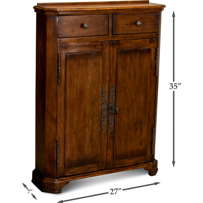 Austrian Hall Cabinet by Sarreid Ltd. in brown. Made from unique in a traditional style.