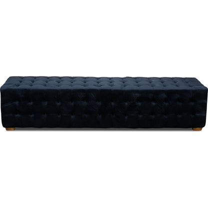 Tufted Bench by Sarreid Ltd. in beige and beige linen. Made from oak, linen in a cottage & farmhouse style.