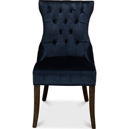 Tufted Highback Dining Chair (Set of 2) by Sarreid Ltd. in blue. Made from velvet in a traditional style.