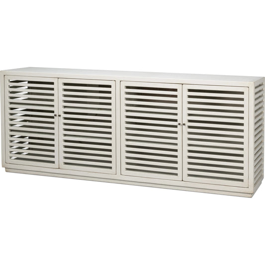 St. Nevis Sideboard by Sarreid Ltd. in antique white. Made from reclaimed pine in a unique style.