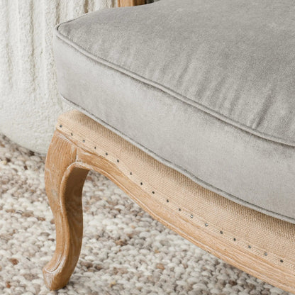 Brittani Club Chair by Classic Home in gray upholstery, natural distressed frame. Made from upholstery: 95% polyester 3% nylon 2% silk, 100% jute, oak wood legs in a cottage & farmhouse style.