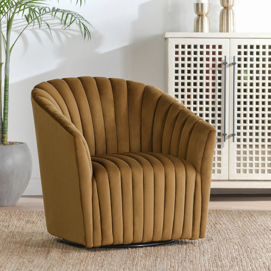 Marion Swivel Accent Chair by Classic Home in bronze. Made from 100% polyester, plywood in a modern style.