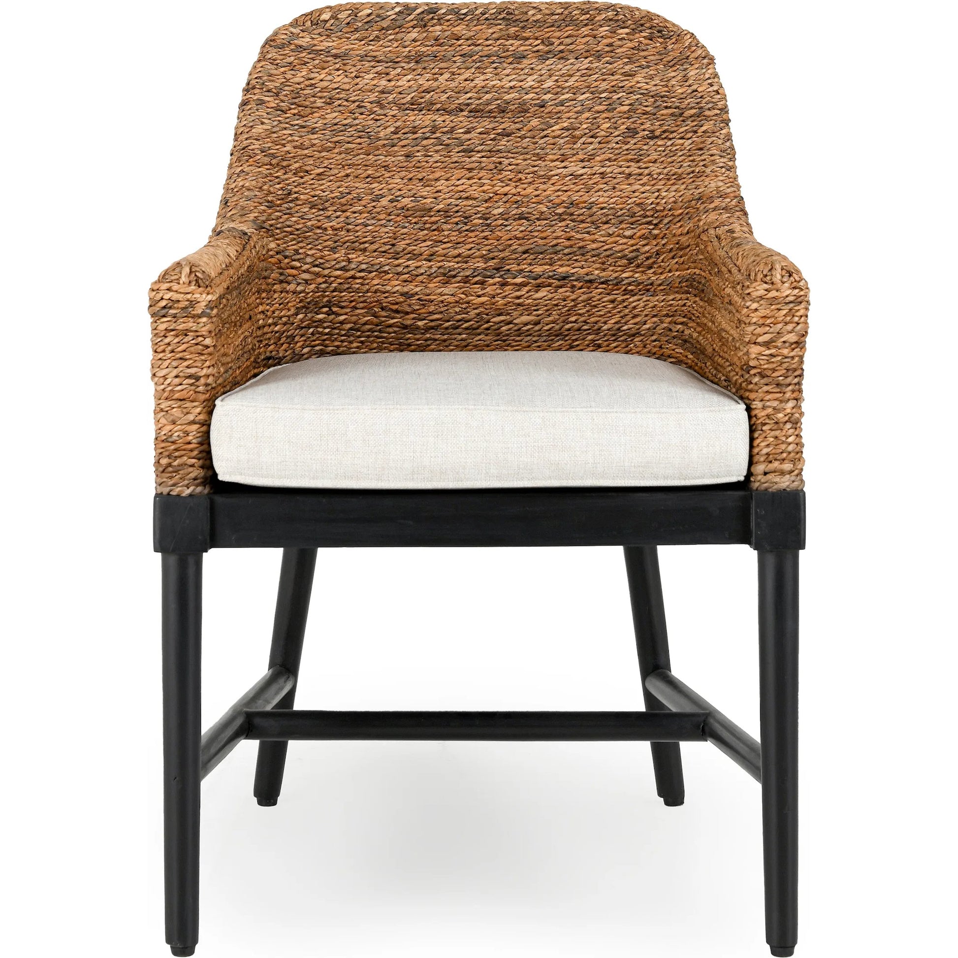 Rey Arm Chair by Kosas Home in wood. Made from mahogony wood, rattanpole, 100% polyester in a unique style.