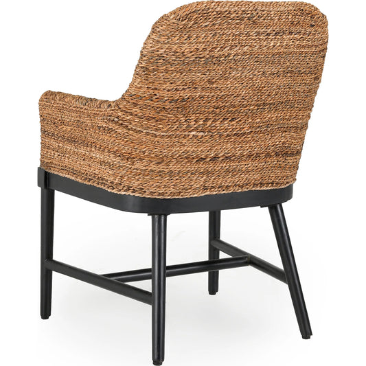 Rey Arm Chair by Kosas Home in wood. Made from mahogony wood, rattanpole, 100% polyester in a unique style.